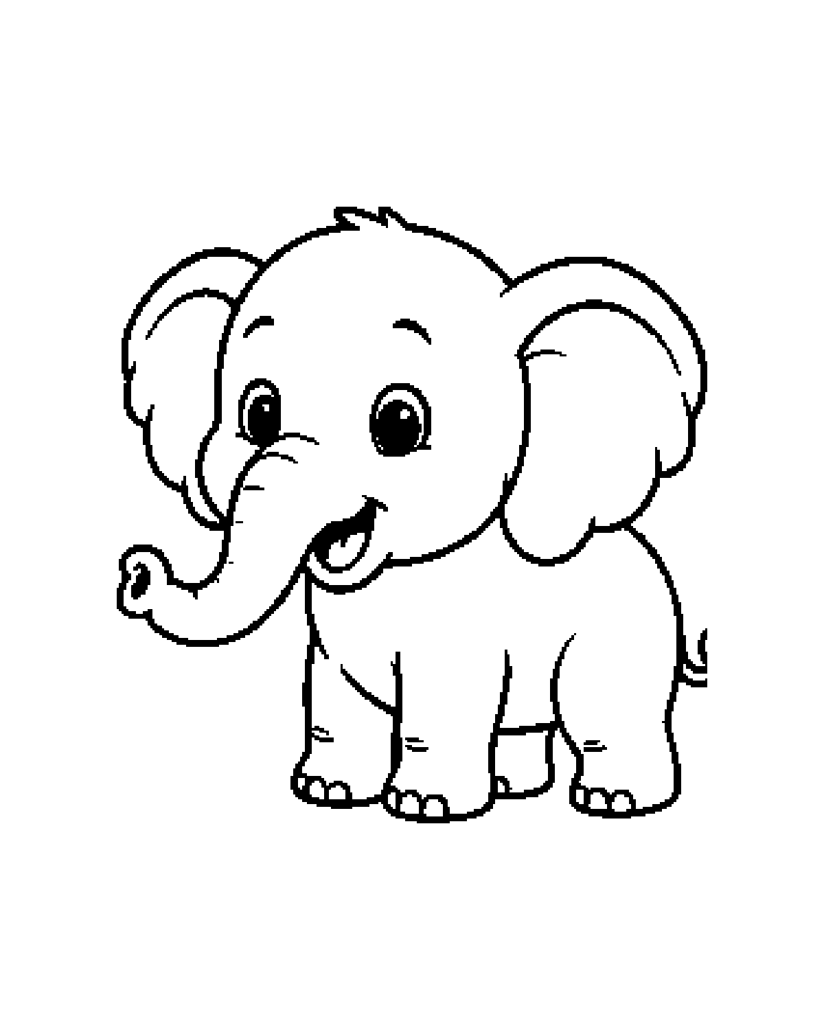Baby Elephant printable coloring picture