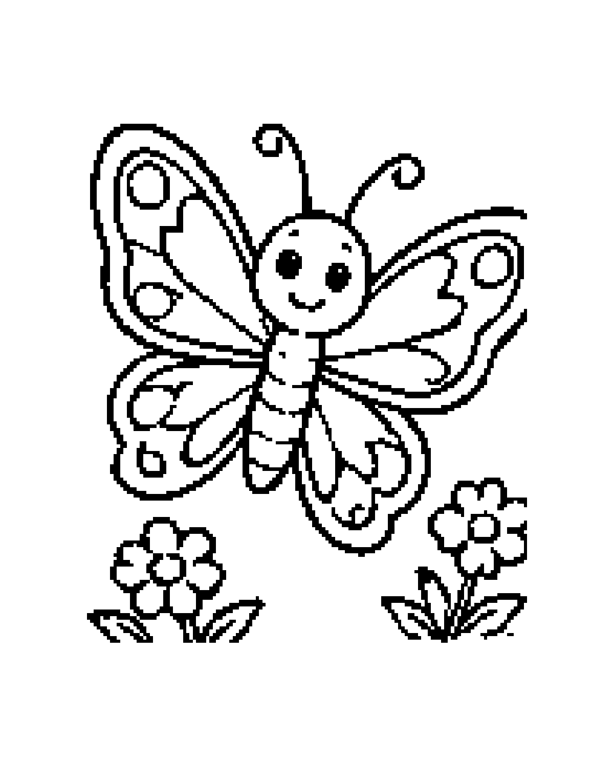Butterfly black-and-white printable coloring picture
