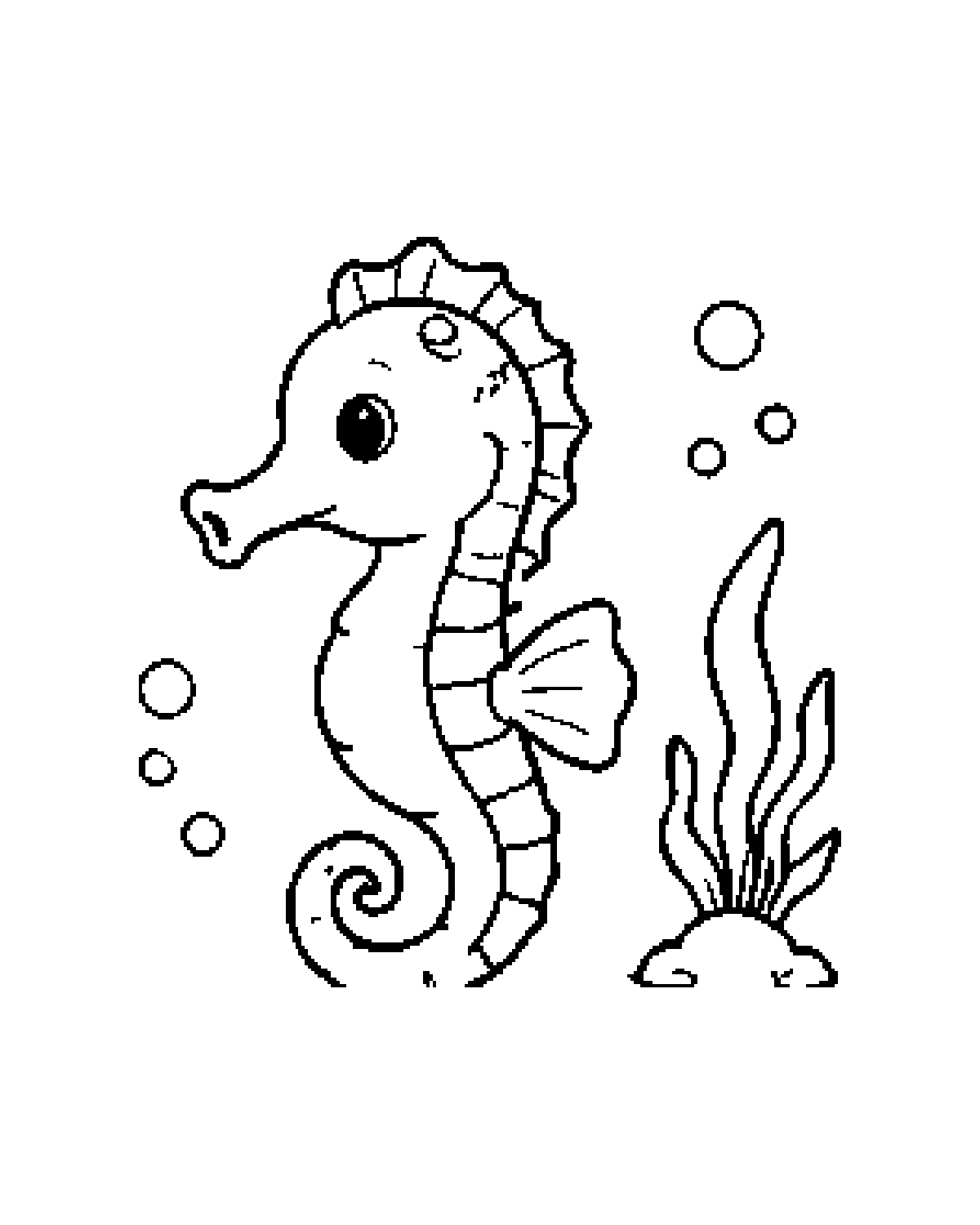 Seahorse printable coloring picture