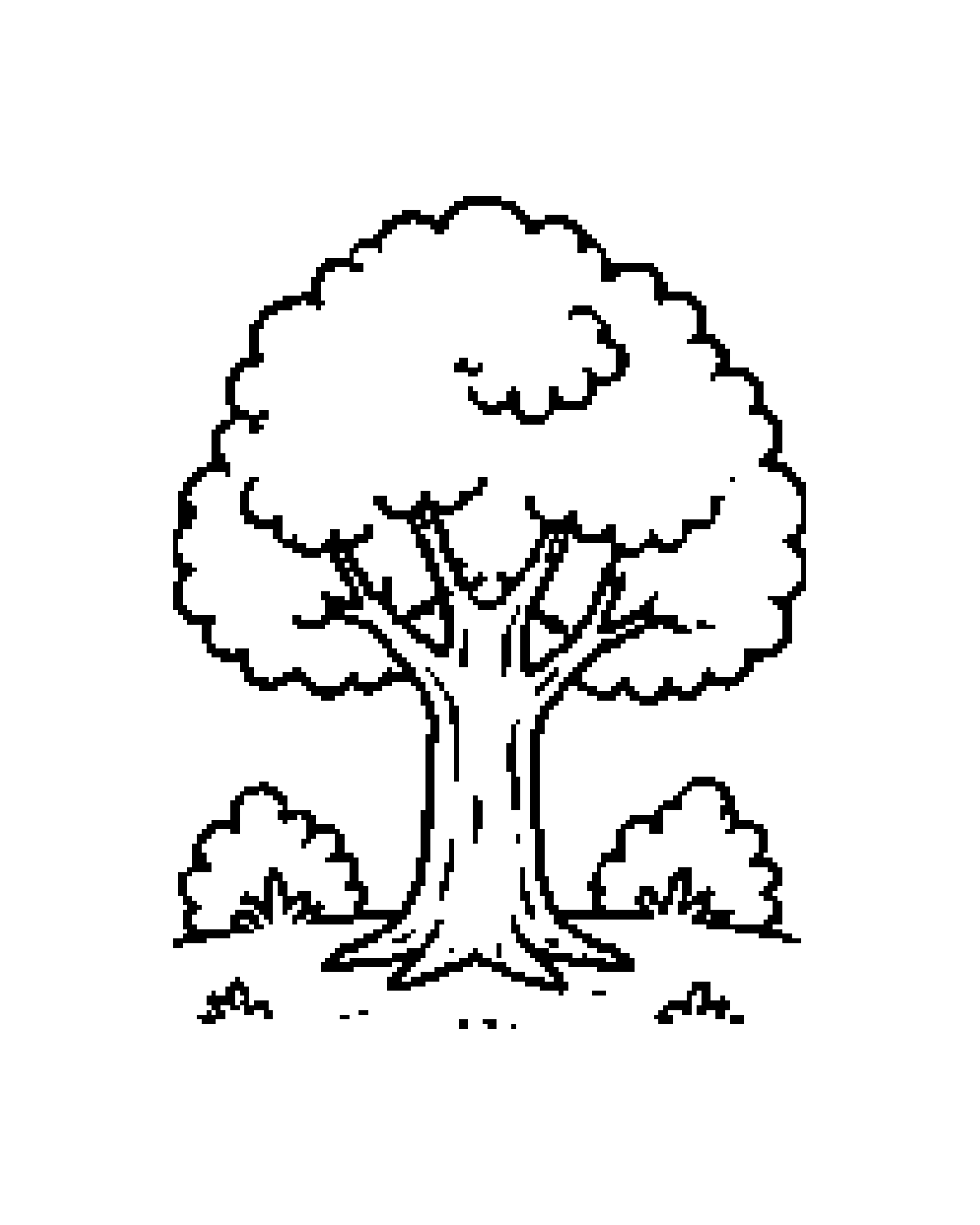 Tree black-and-white printable coloring picture