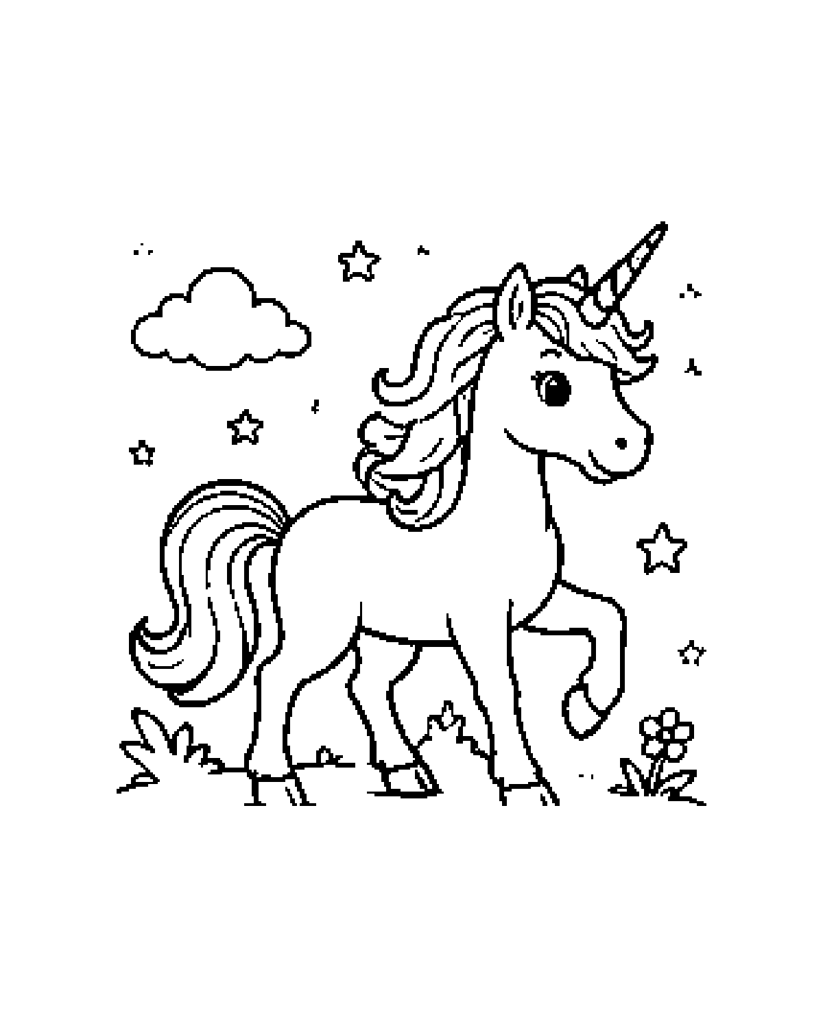 Unicorn printable coloring picture