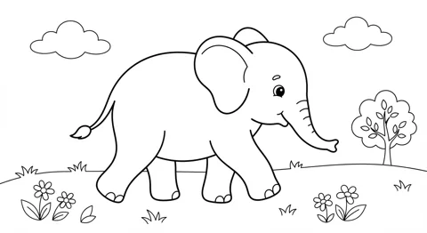 Baby Elephant printable coloring picture