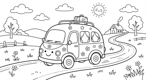 Bus printable coloring picture