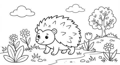Hedgehog printable coloring picture