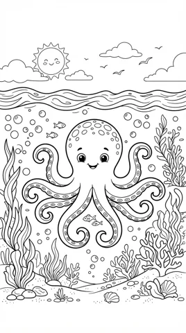 Octopus printable coloring picture