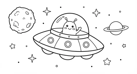 UFO printable coloring picture